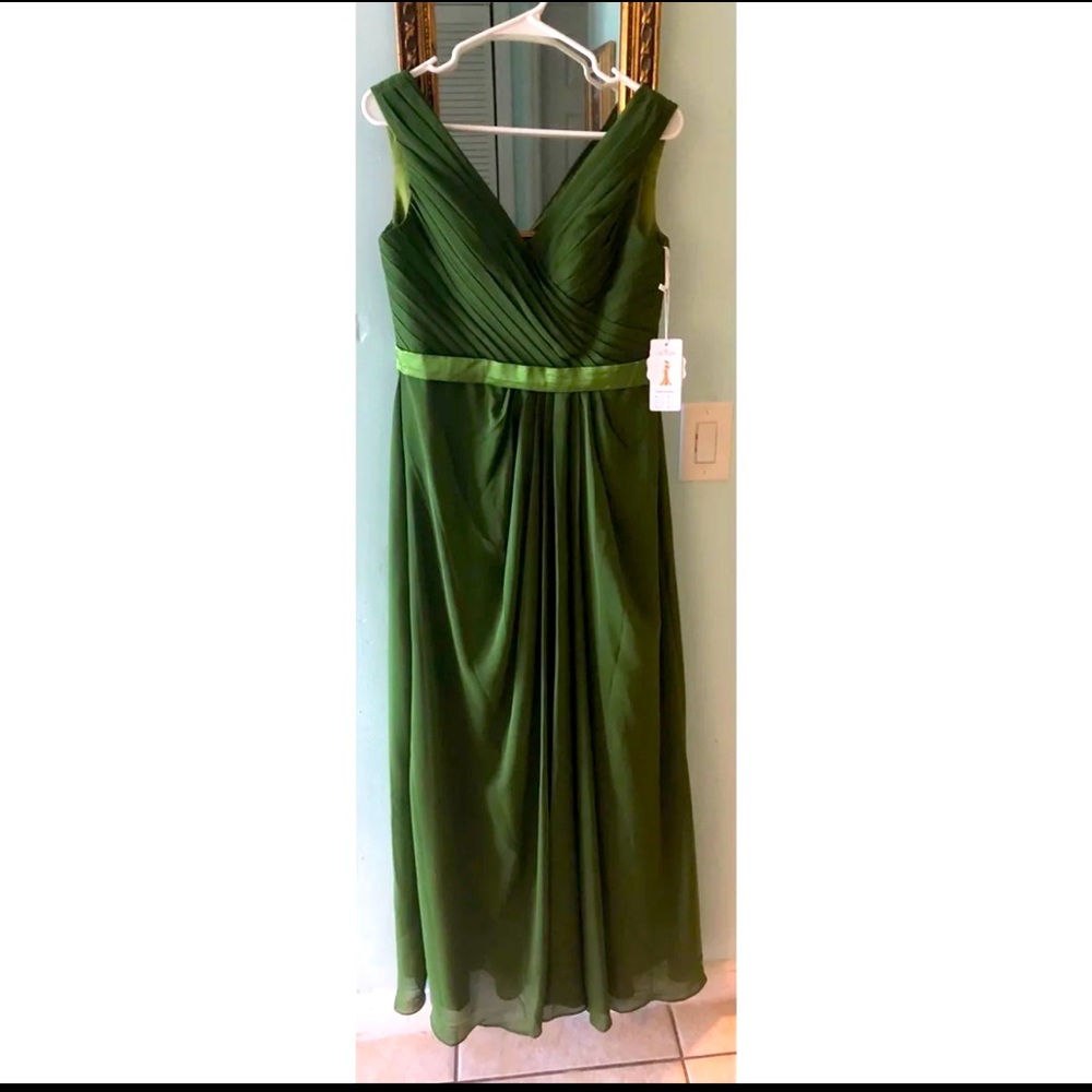 New, Never worn, with tags, Olive Green size 4, formal gown, bridesmaids dress